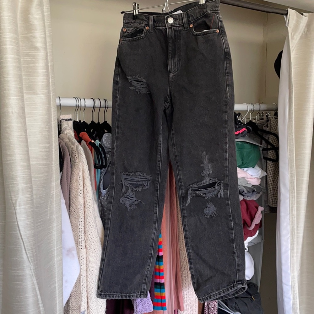 Garage Black ripped mom jeans